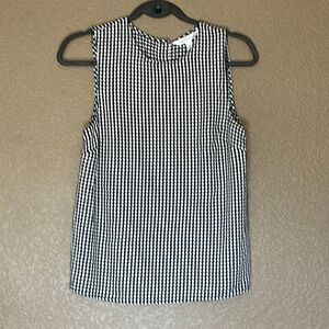 Pop sugar black&white gingham plaid sleeveless blouse size XS nwt